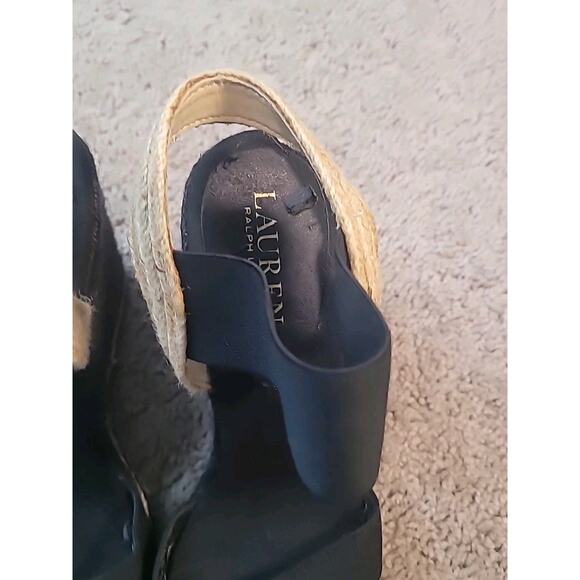 Lauren Ralph Lauren Elena Black Espadrille Wedge Sandal Women’s 8.5 GUC - Picture 9 of 10